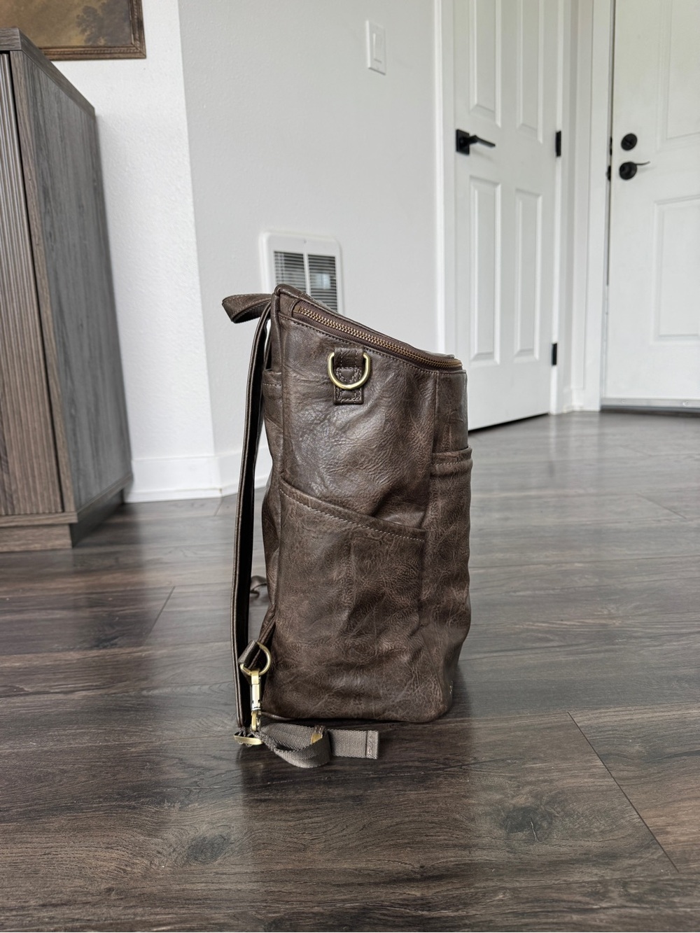 Azaria Vintage Brown Leather Diaper Backpack - Picture 6 of 6
